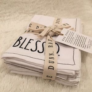 HTF Rae Dunn BLESSED Embroidered Cloth Dinner Napkins  set of 4